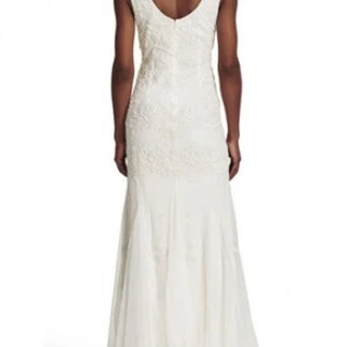 Платье Adrianna Papell White Tulle Gown Sequin Размер 42