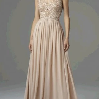 Платье Aidan Mattox Biege V-neck gown Размер 48