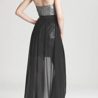 Платье Aidan Mattox Silver High-low Sequin Dress Размеры 42, 44