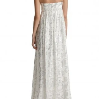 Платье Aidan Mattox White Silver Strapless Silk Gown Размер 42