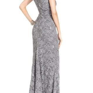 Платье Alex Evenings Gray Lace Dress Long Размер 46