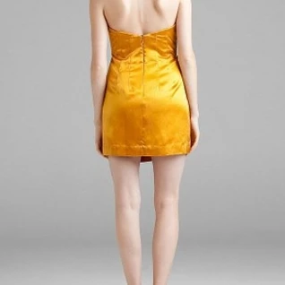 Платье BCBGMAXAZRIA Gold Strapless Pealted Dress Размер 42