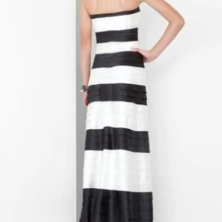 Платье BCBGMAXAZRIA Tiered Long BlackWhite Dress P Размер 48