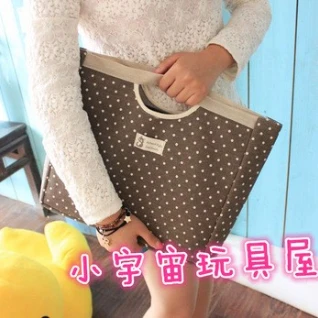 Сумка в горошек коричневая