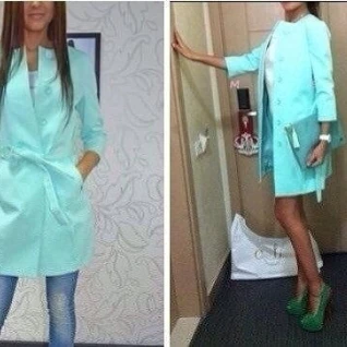 Плащ мятный бирюзовый