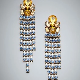 Серьги CHLOE & THEODORA Long Linear Deco Crystal Earrings
