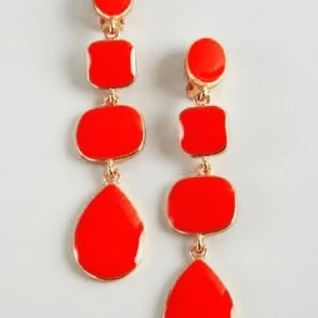 Серьги KENNETH JAY LANE Red/White  long drop Earrings