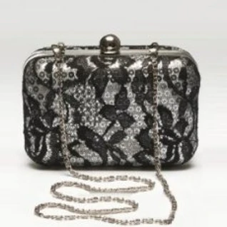Клатч BEBE Silver black lace clutch