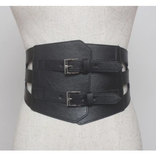 Женский пояс широкий кожаный корсет