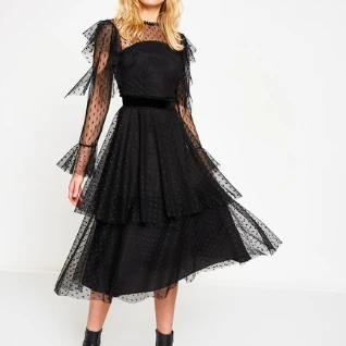 Exclusive Black Translucent Dress
