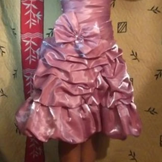 Розовое коктейльное платье-мальвина 46 размер