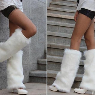 Меховые гетры иск мех женские зимние теплые белые