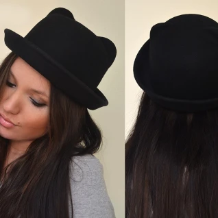 Шляпа женская кошка с ушами фетровая