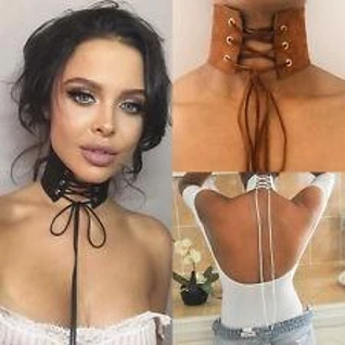 Чокеры женские замшевые кожаные широкие