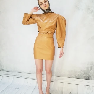 Рубашка + юбка из эко-кожи