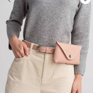 Поясная сумка пудровая розовая ремень пояс