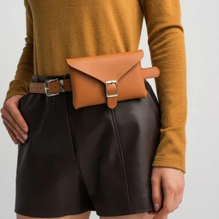 Поясная сумка рыжая коричневая пояс ремень