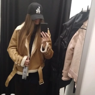 Куртка авиатор байкерская рыжая дубленка коричневая