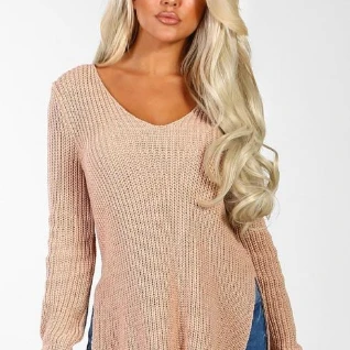 Свитер асимметричный пудровый розовый джемпер