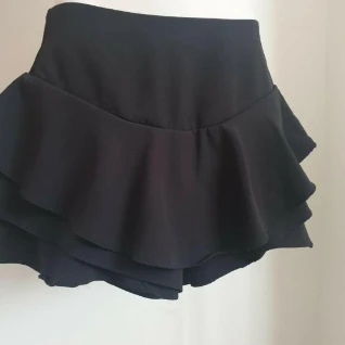 Черная юбка шорты пышная с оборками короткая мини