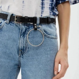 Ремень мужской женский черный с кольцом