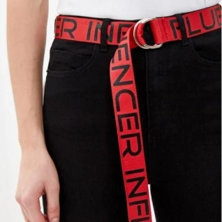 Красный мужской женский пояс ремень с надписями