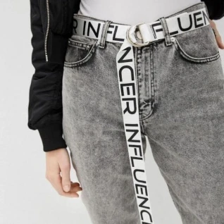 Белый ремень пояс мужской женский с надписями