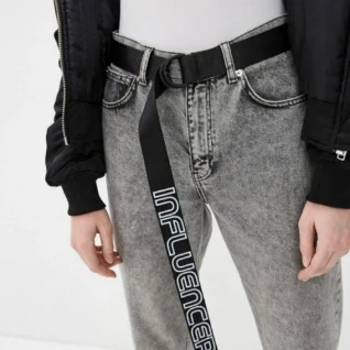 Ремень пояс черный с белой надписью