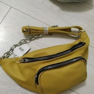 Женская мужская поясная сумка жёлтая горчичная