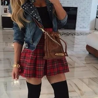 Красная юбка шорты в клетку клеточку