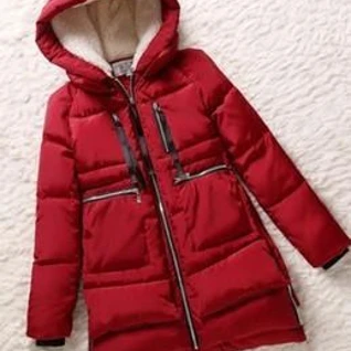 Женская куртка парка пуховик бордовая красная