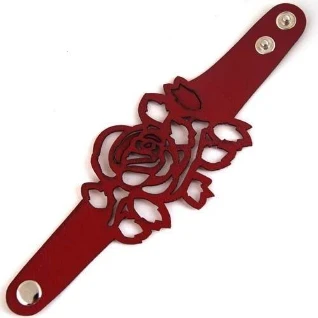 Браслет красный кожаный