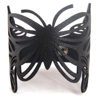 Браслет черный кожаный