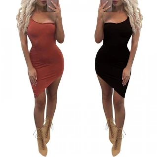 Платье короткое асимметричное без рукавов