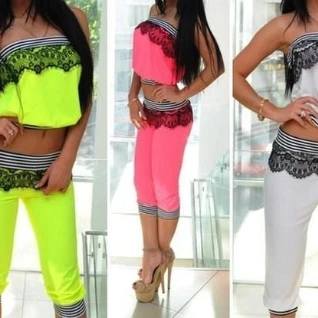 Костюм женский неоновый летний капри брючки