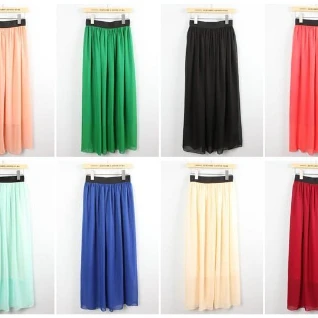 Юбка в пол длинная фиолетовая шифоновая