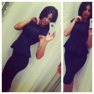 Темно синее платье с баской