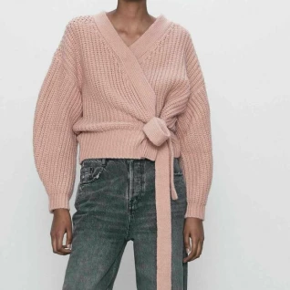 Розовая кофта кардиган вязаная