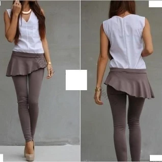 Леггинсы черные с юбкой баской