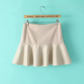 Юбка кремовая бежевая кожаная