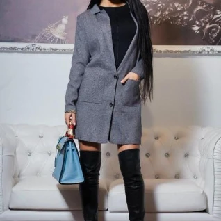 Пальто кардиган серый