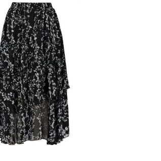 Черная цветочная юбка шифоновая