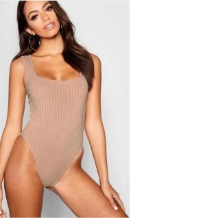 Бежевый боди рубчик