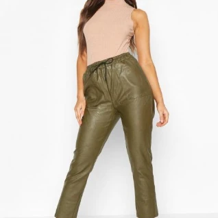 Брюки штаны кожаные хаки