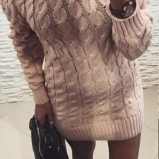 Платье шерстяное теплое вязаное розовое