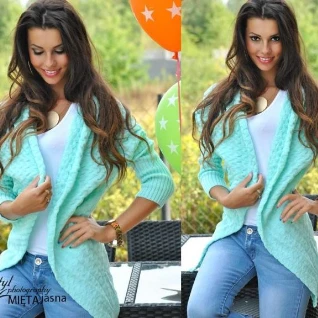 Кофта мятная зеленая вязаная