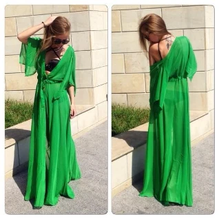 Зеленая накидка на купальник