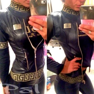 Женский костюм кожаный тройка