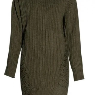 Женский свитер рваный хаки