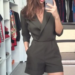 Женский офисный комбинезон хаки